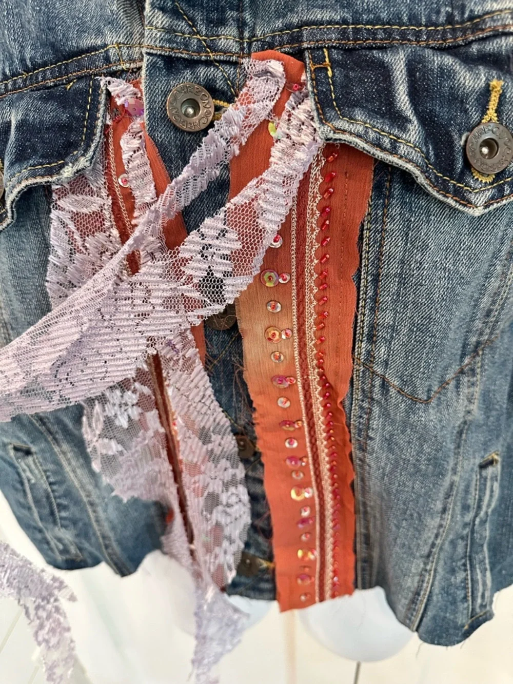 Custom Made Boho Denim Vest and Waist Wrap - Picture 4 of 16